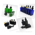 Clear, black, blue, green square glass dropper bottles 30 ML